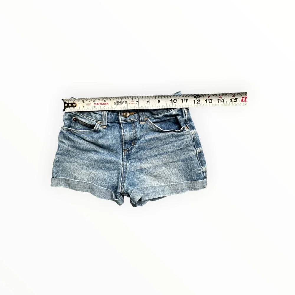 Cherokee Denim Shorts Girls 6/6X Blue Light Wash Cuffed Adjustable Waist Stretch